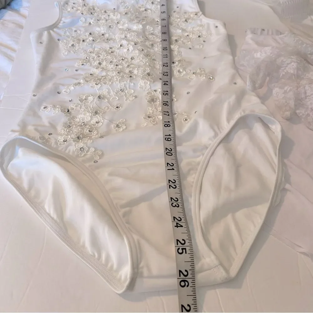 WEISSMAN custom solo Dance Costume white wedding bridal chapel veil gloves SA
